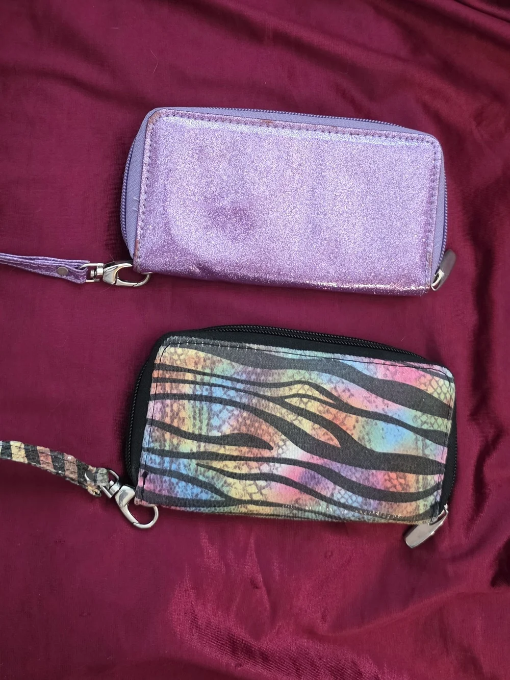 NWOY- 2 New Small Wrislet  Glitter Purple N Multi Color Zebra Stripes